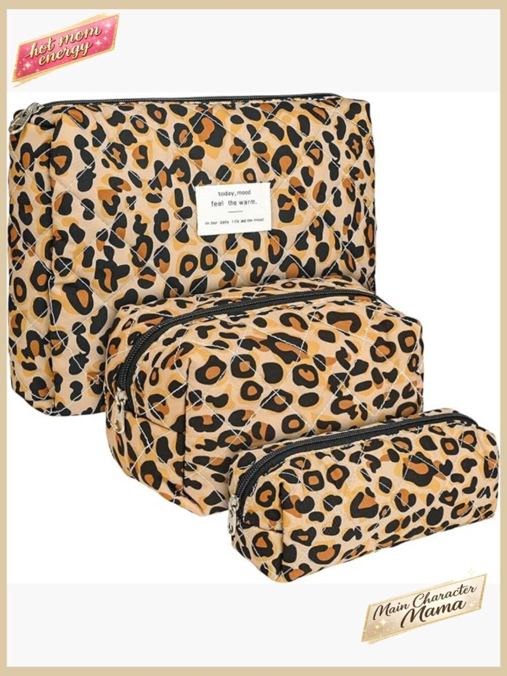 Quilted Makeup Bag Set 3 Pcs Puffy Cosmetic Travel Organizer Pouches